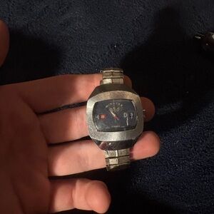 Vintage Sicura "Jump Hour" mechanical watch 1970s